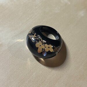 Louis Vuitton Monogram Black Resin Inclusion Ring (Size 6)